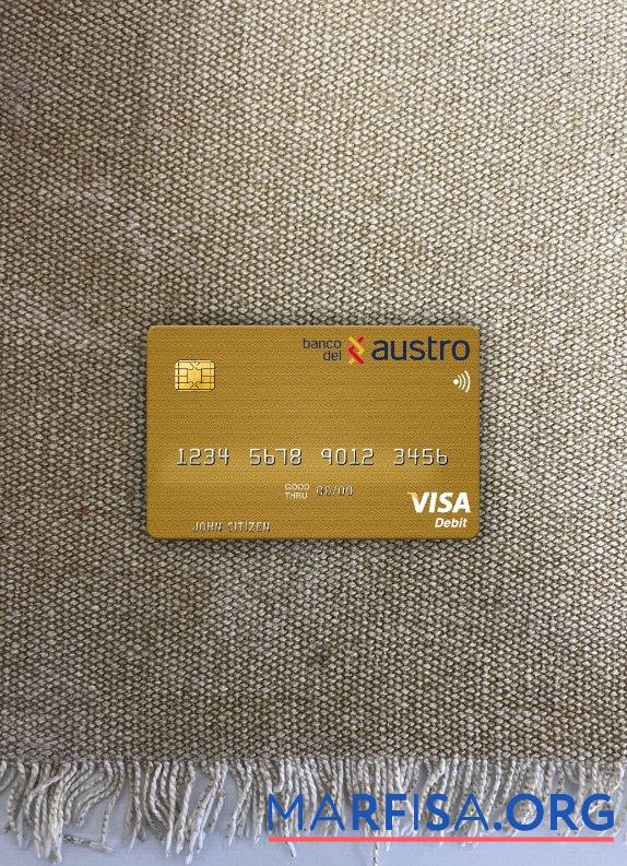 Blank Ecuador Banco del Austro visa debit card photolook front real example